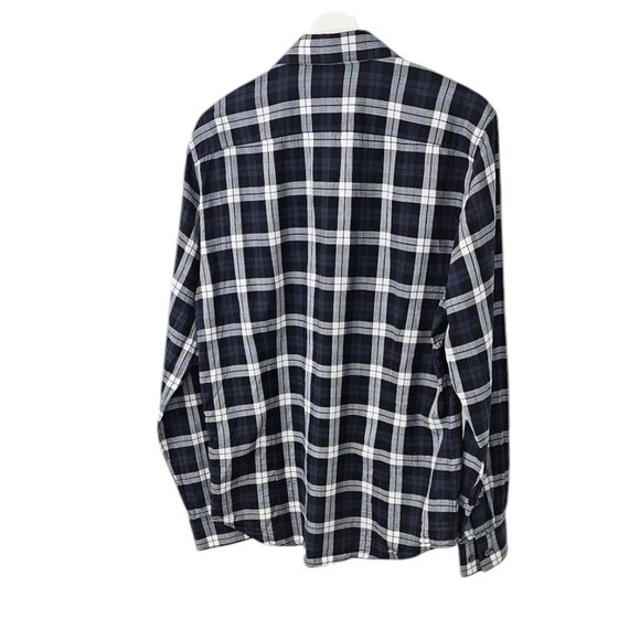 Theory Mens Sylvain Cullen Button Down Shirt, Long Sleeve, Plaid, Blue, Size L - Picture 2 of 8